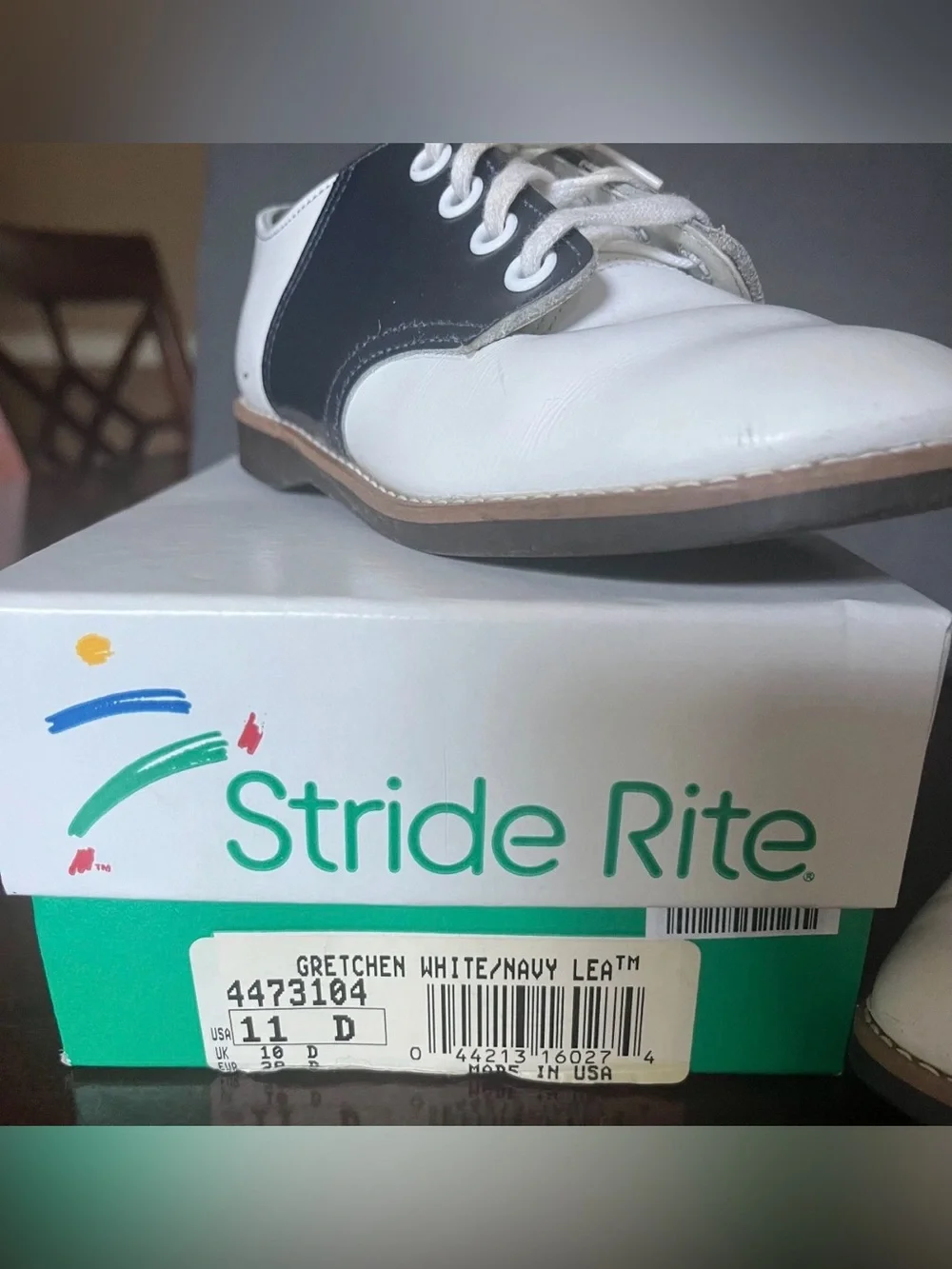 Stride Rite - Navy/White Leather Shoes Size Youth 11 D
